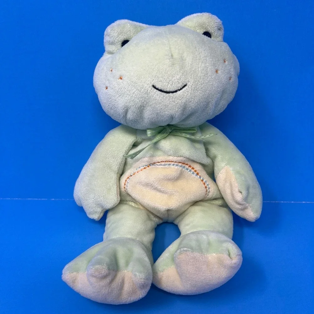 Carters Plush Frog 11 Inch Green Yellow Just One Year 2007 Embroidered 99338